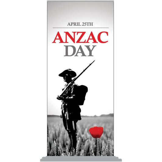 ANZAC Day Pull Up Banner - Soldier and Poppy (2000mm x 850mm)