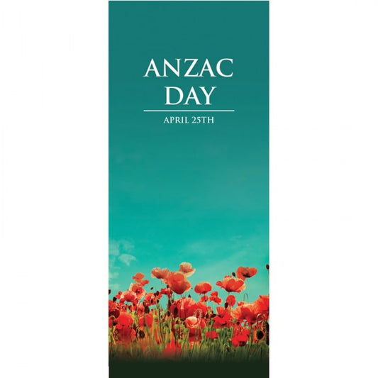 ANZAC Day Flag - Poppies in Field with Sky