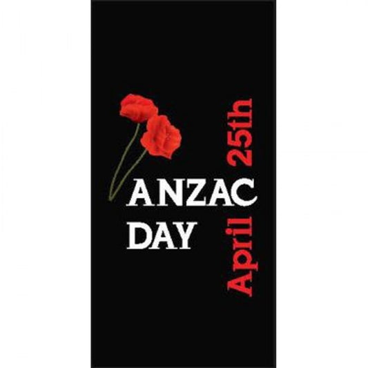 ANZAC Day Flag - Black with Red Poppies