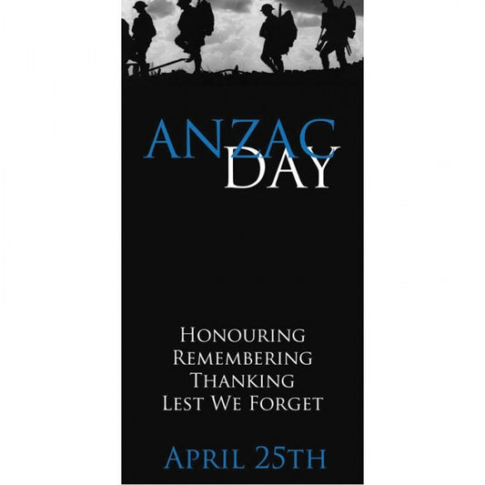 ANZAC Day Flag - Lest We Forget Black With Blue