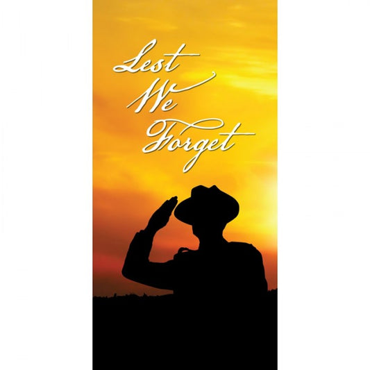 Lest We Forget Flag - Sunset with Soldier Saluting
