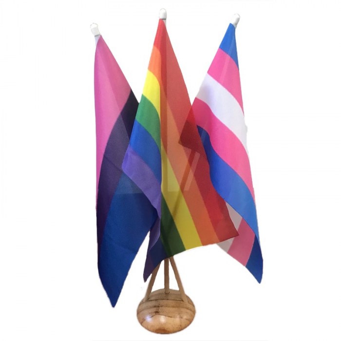 LGBT Desk Flag Set with 3 Hole Base