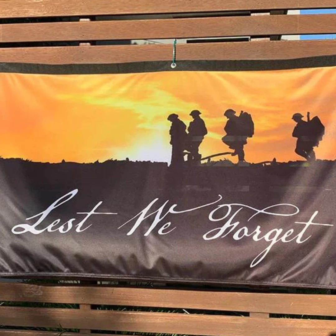 Less We Forget Banner Lest We Forget Flags | ANZAC & Remembrance Day | Made in Australia ...