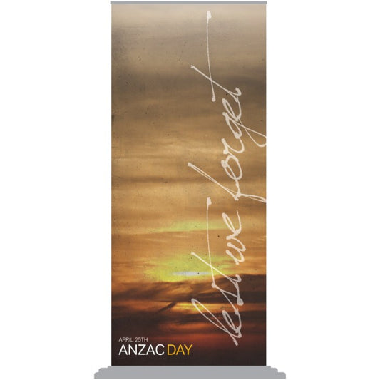 ANZAC Day Pull Up Banner - Sunset Lest We Forget (2000mm x 850mm)