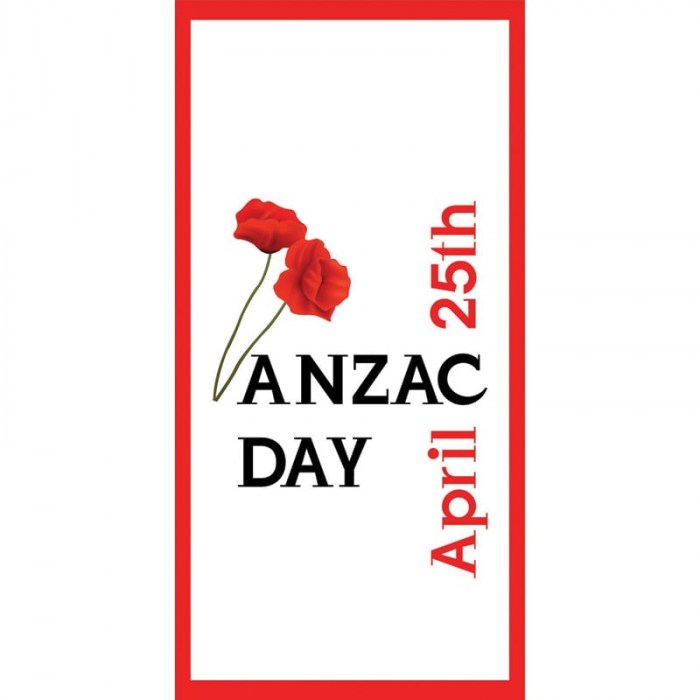 ANZAC Day Flag - Poppies with Red Border
