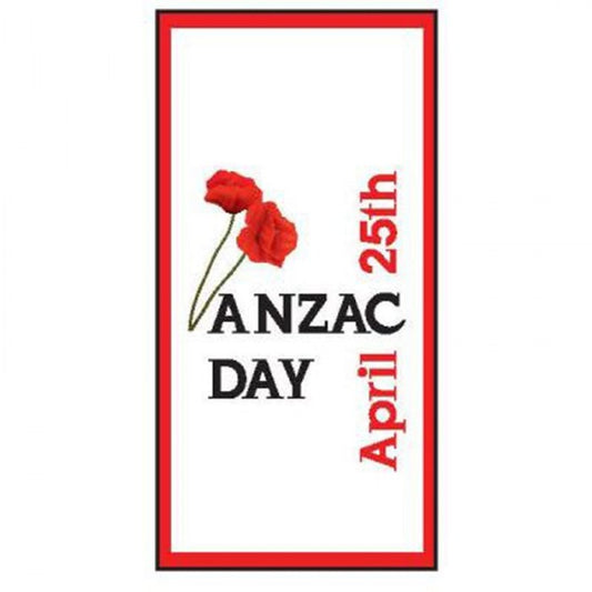 ANZAC Day Flag - White with Red Poppies