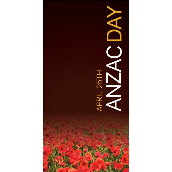 ANZAC Day Flag - Poppies on Dark Background