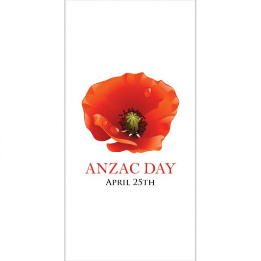 ANZAC Day Flag - White with Centered Poppy