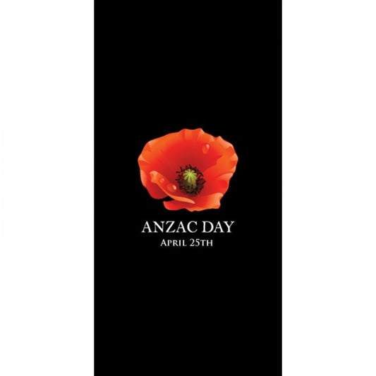 ANZAC Day Flag - Black with Centered Poppy