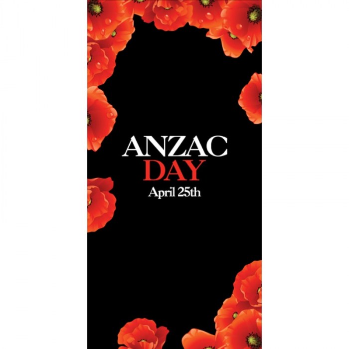 ANZAC Day Flag - Black with Poppy Border