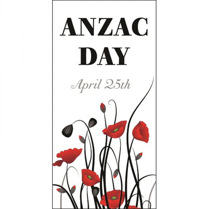 ANZAC Day Flag - Red Poppies with Date