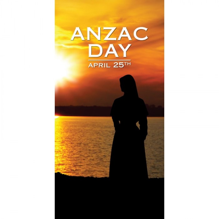 ANZAC Day Flag - Sunset and Water with Nurse
