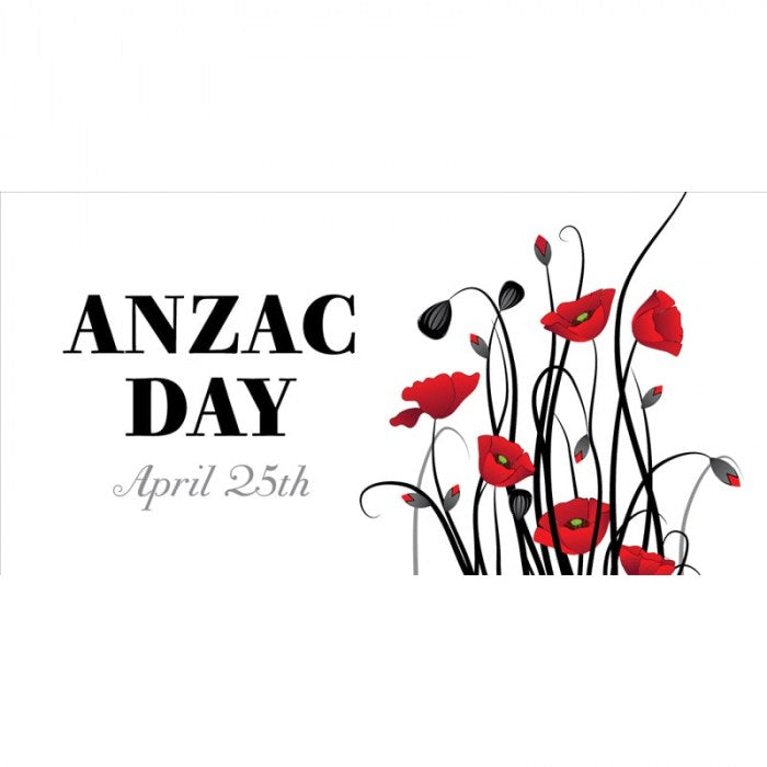 ANZAC Day Flag - Red Poppies on White
