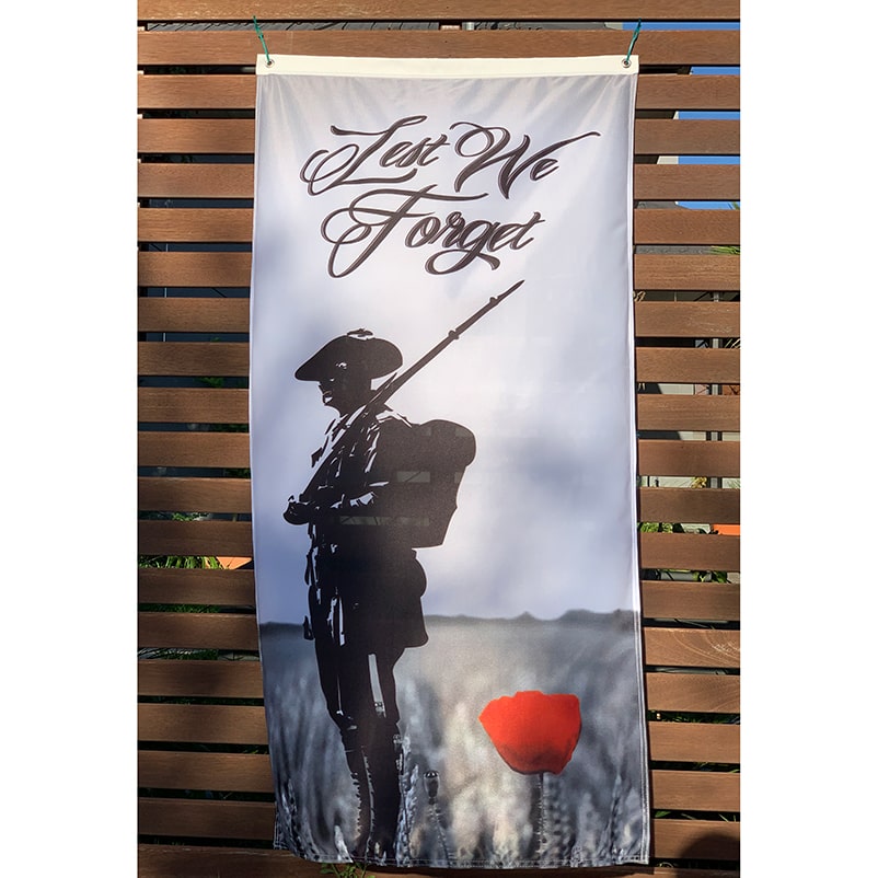 Less We Forget Banner Lest We Forget Flags | ANZAC & Remembrance Day | Made in Australia ...