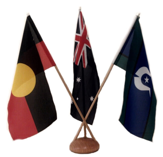 Aus, Aboriginal & TSI Flags Desk Set