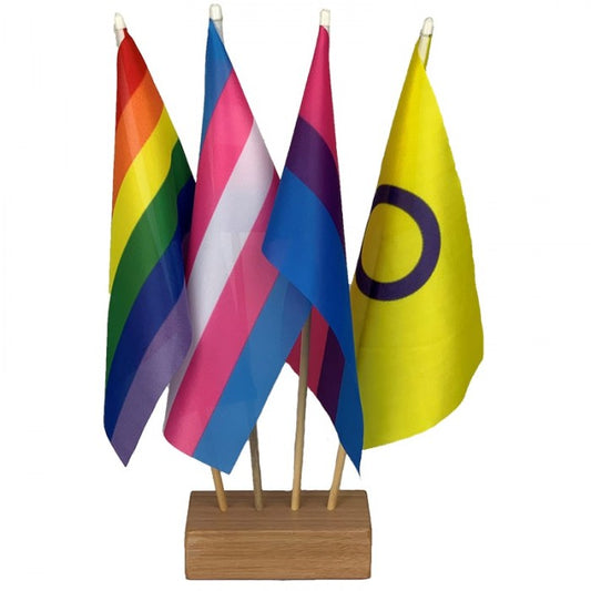 LGBTQI Desk Flag Set with 4 Hole Base