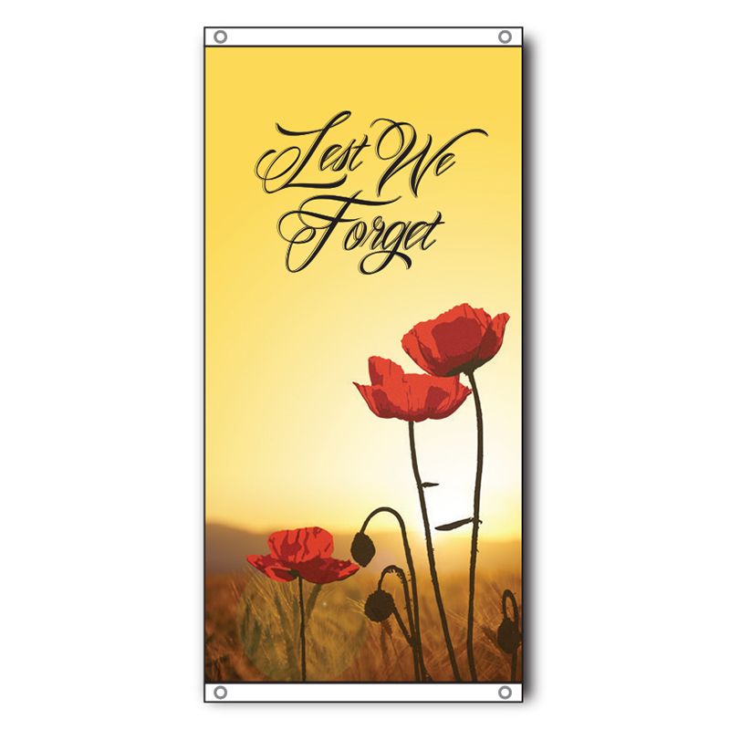Lest We Forget Vertical Flag with Eyelets - Field and Poppies (750mm x 1500mm)