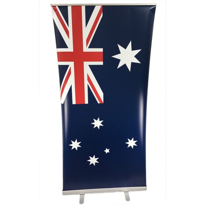Australian Flag Pull Up Banner with Standard Silver Base (2000mm x 1000mm)
